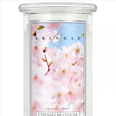  ﻿Kringle Candle - Cherry Blossom - duży, klasyczny słoik (623g) z 2 knotami Świeca zapachowa